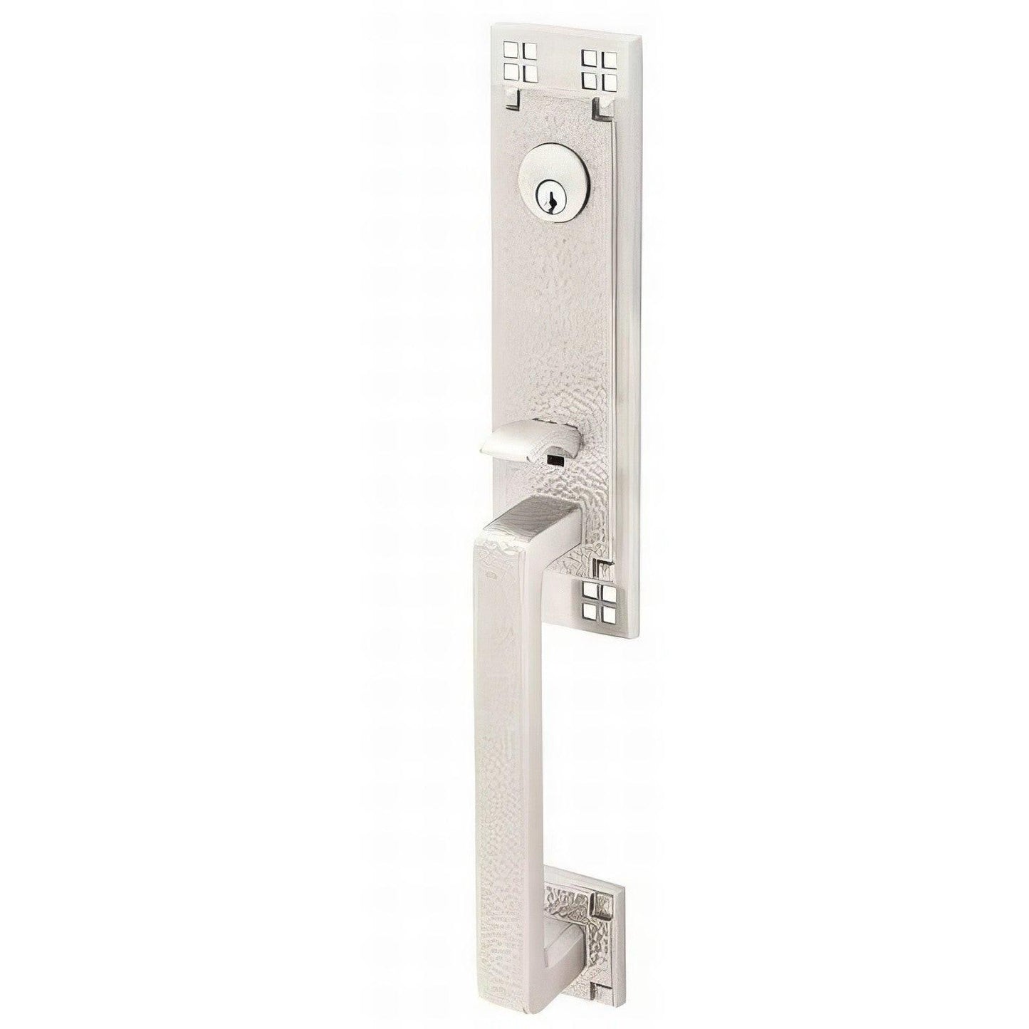 Emtek 4811HMUSLH Hammered Lever Left Hand 2-3/8" and 2-3/4" Backset Single Cylinder Arts and Craft Tubular Handleset.
