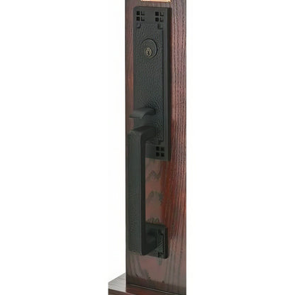 Emtek 4811HMUSLH Hammered Lever Left Hand 2-3/8" and 2-3/4" Backset Single Cylinder Arts and Craft Tubular Handleset