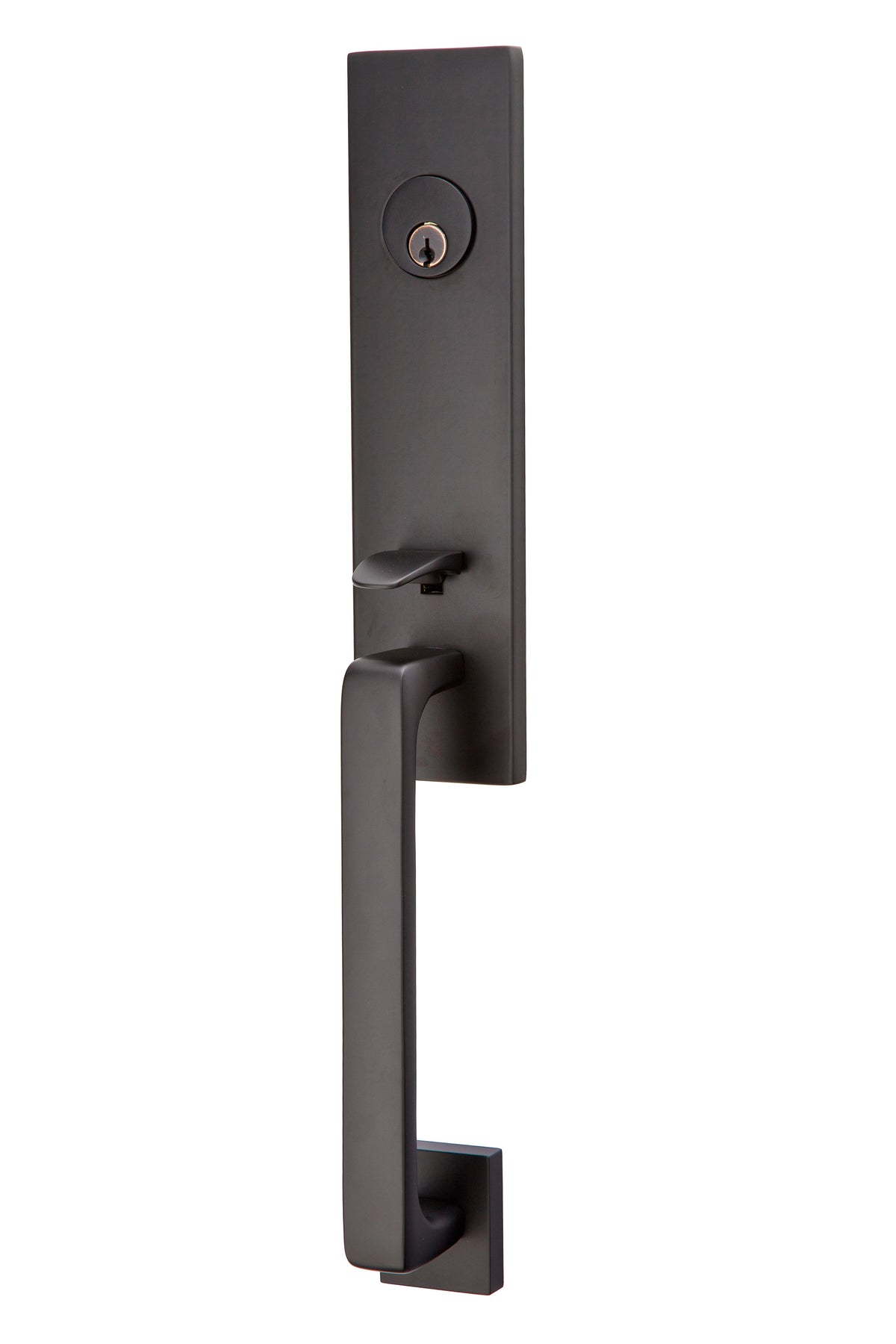 Emtek 4818ROUUS19 Round Knob 2-3/8" and 2-3/4" Backset Single Cylinder Davos Tubular Handleset Flat Black Finish.