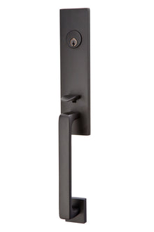 Emtek 4818ROUUS19 Round Knob 2-3/8" and 2-3/4" Backset Single Cylinder Davos Tubular Handleset Flat Black Finish.