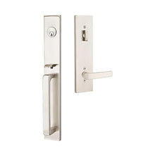 Emtek 4819GVUSRH Geneva Lever Right Hand 2-3/8" and 2-3/4" Backset Single Cylinder Lausanne Tubular Handleset.