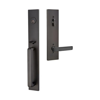 Emtek 4819GVUSRH Geneva Lever Right Hand 2-3/8" and 2-3/4" Backset Single Cylinder Lausanne Tubular Handleset.