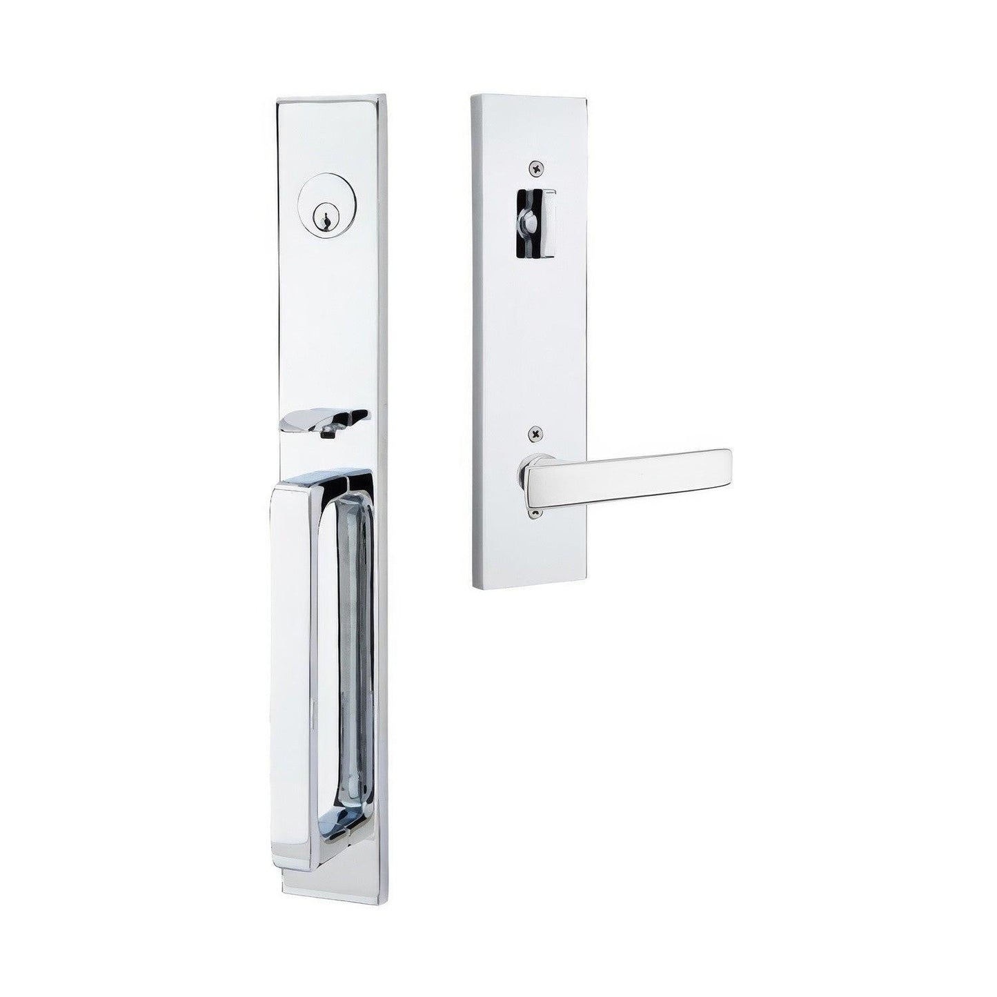 Emtek 4819GVUSRH Geneva Lever Right Hand 2-3/8" and 2-3/4" Backset Single Cylinder Lausanne Tubular Handleset.