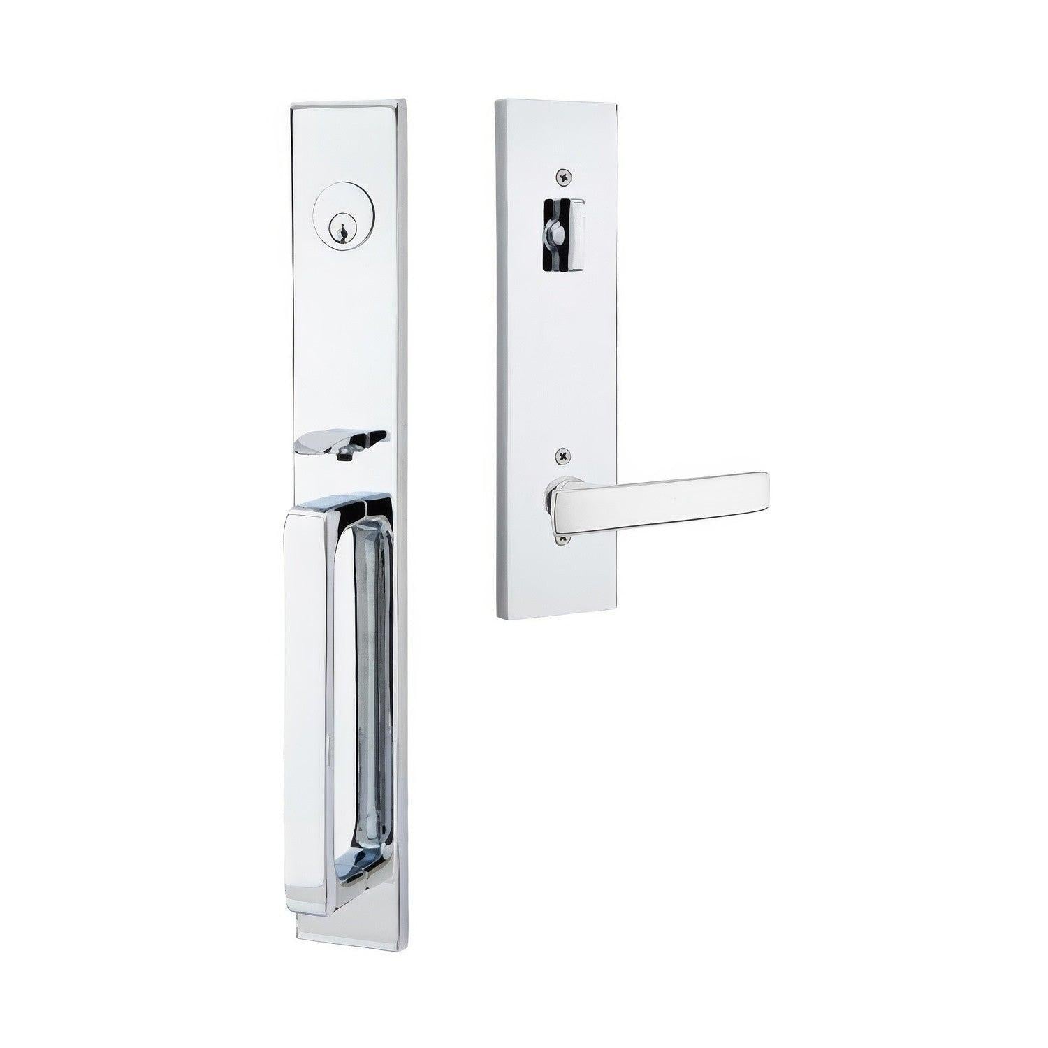 Emtek 4819GVUSRH Geneva Lever Right Hand 2-3/8" and 2-3/4" Backset Single Cylinder Lausanne Tubular Handleset.