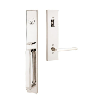 Emtek 4819HLOUSLH Helios Lever Left Hand 2-3/8" and 2-3/4" Backset Single Cylinder Lausanne Tubular Handleset.