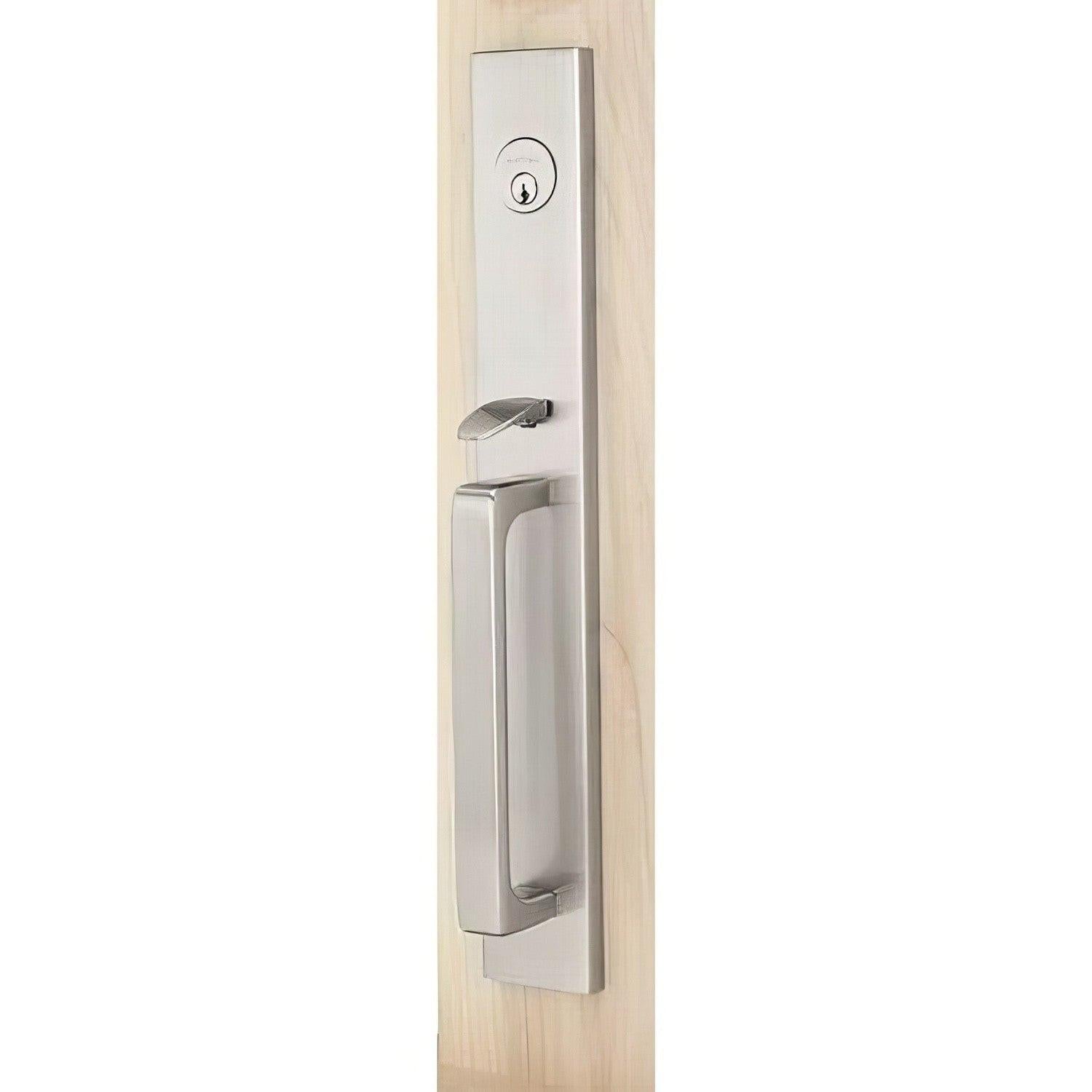 Emtek 4819HLOUSLH Helios Lever Left Hand 2-3/8" and 2-3/4" Backset Single Cylinder Lausanne Tubular Handleset.