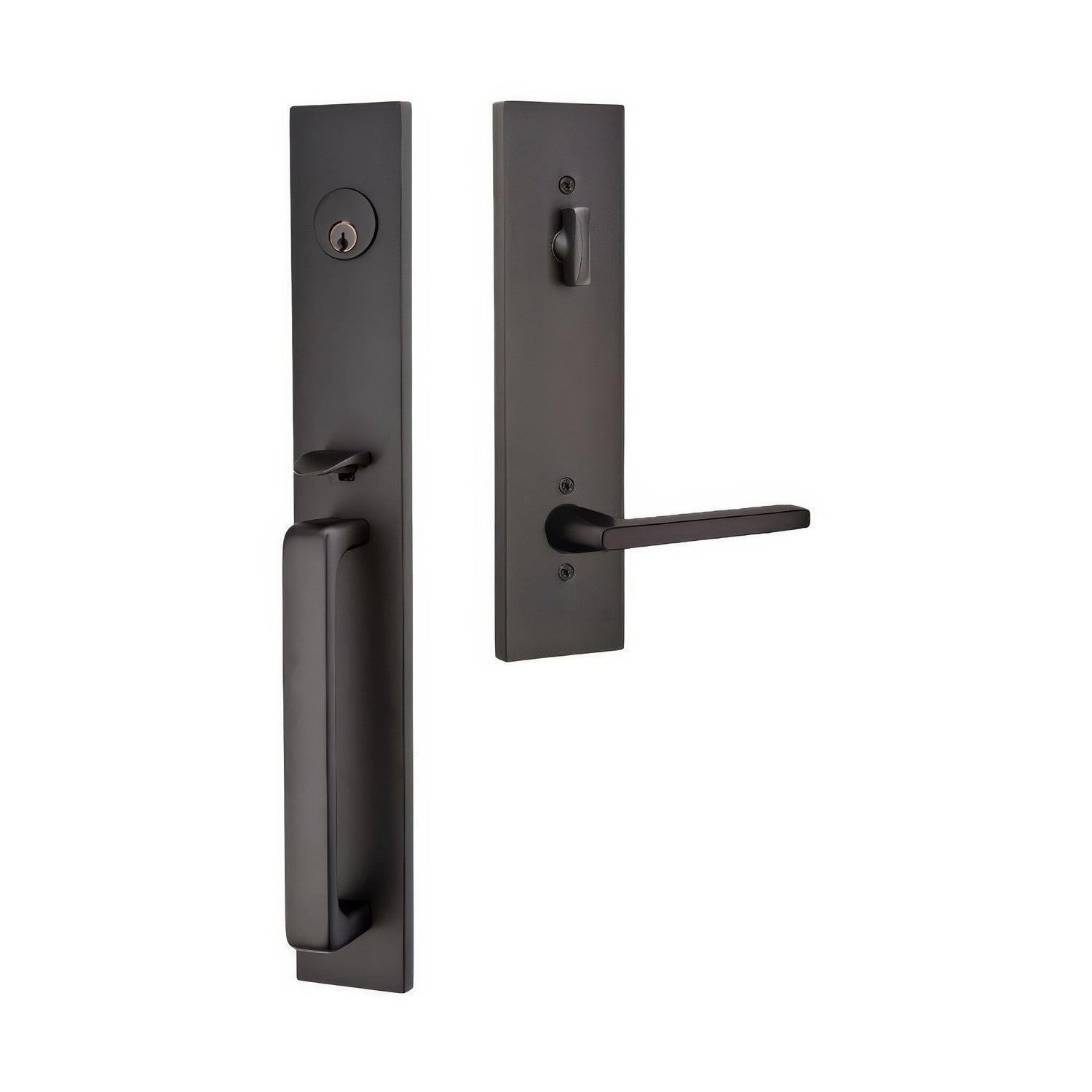 Emtek 4819HLOUSRH Helios Lever Right Hand 2-3/8" and 2-3/4" Backset Single Cylinder Lausanne Tubular Handleset.