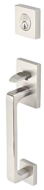Emtek 4820ROUUS15 Round Knob 2-3/8" and 2-3/4" Backset Single Cylinder Baden Tubular Handleset Satin Nickel Finish.