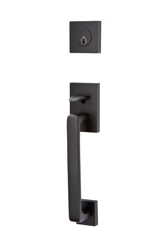 Emtek 4820ROUUS15 Round Knob 2-3/8" and 2-3/4" Backset Single Cylinder Baden Tubular Handleset Satin Nickel Finish.