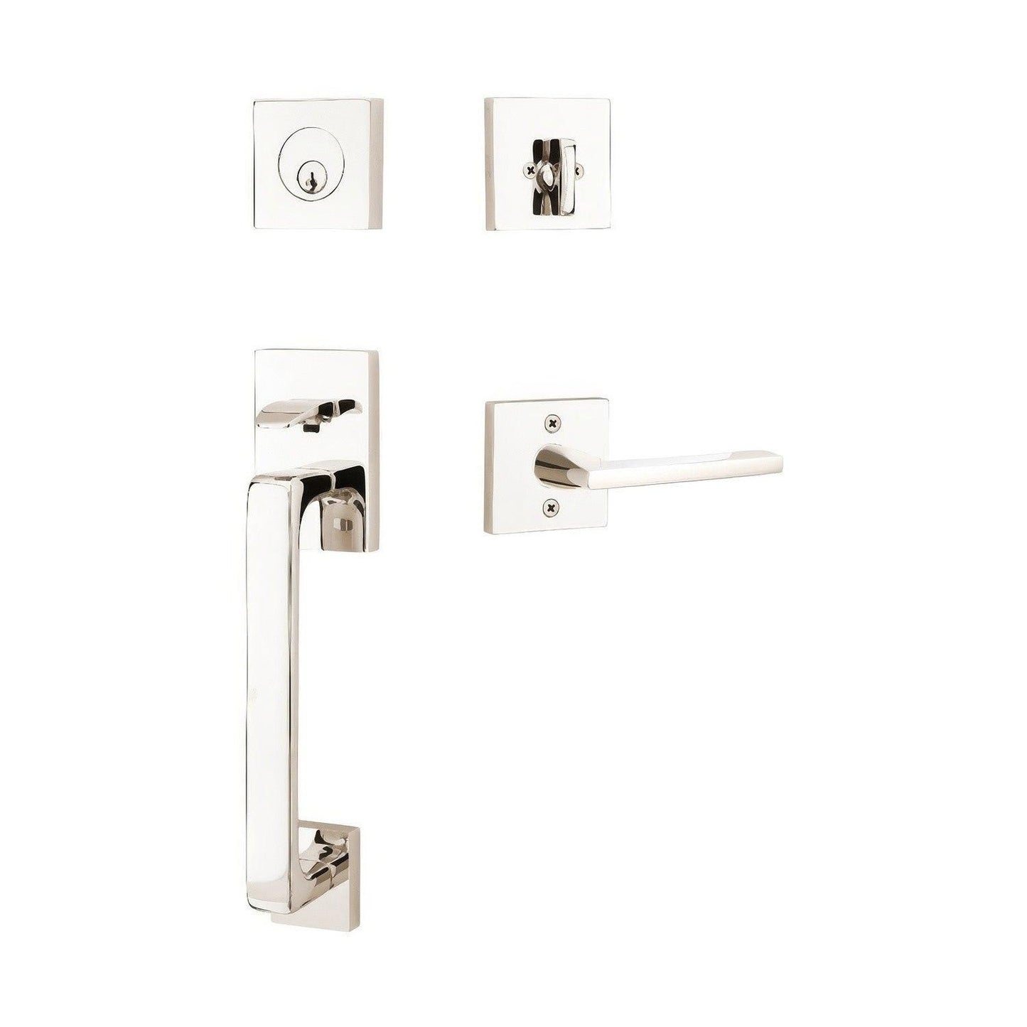 Emtek 4820HLOUSLH Helios Lever Left Hand 2-3/8" and 2-3/4" Backset Single Cylinder Baden Tubular Handleset.