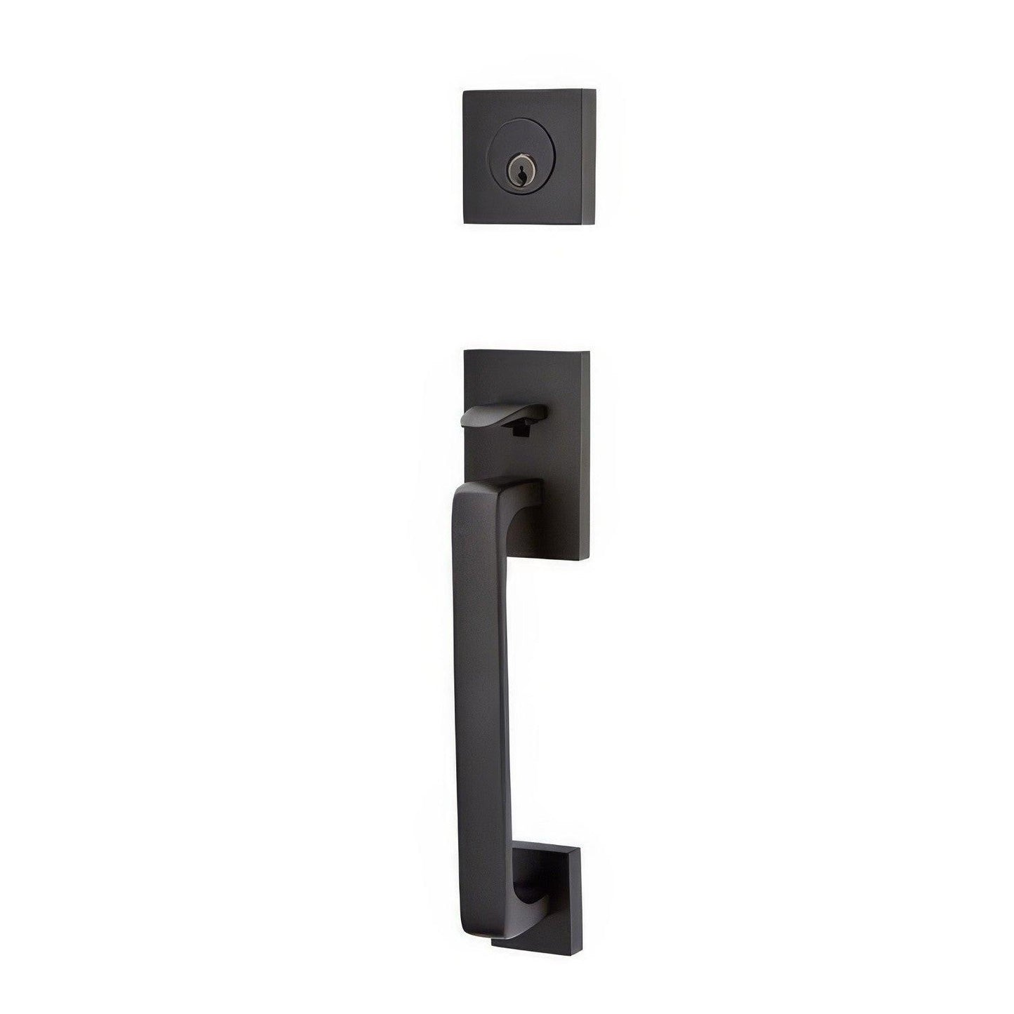 Emtek 4820HLOUSLH Helios Lever Left Hand 2-3/8" and 2-3/4" Backset Single Cylinder Baden Tubular Handleset.
