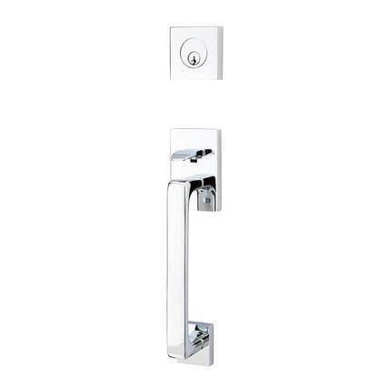 Emtek 4820HLOUSLH Helios Lever Left Hand 2-3/8" and 2-3/4" Backset Single Cylinder Baden Tubular Handleset.
