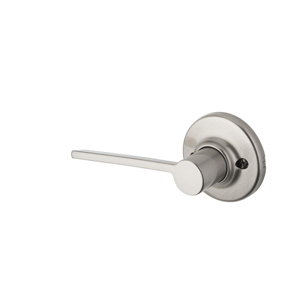 Kwikset 488LRLRDTLH-15 Left Hand Ladera Lever with Round Rose Half Dummy Lock Satin Nickel Finish.