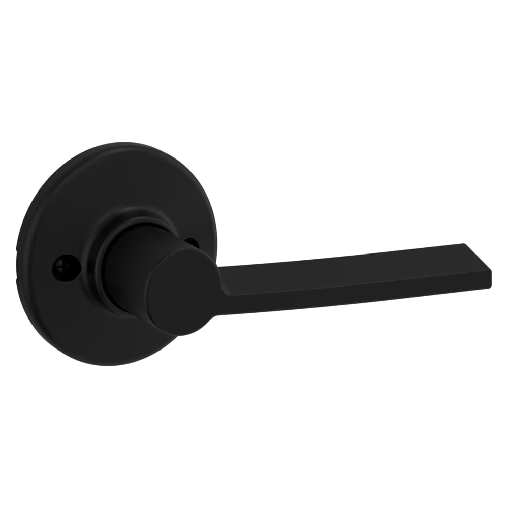 Kwikset 488LRLRDTLH-514 Left Hand Ladera Lever with Round Rose Half Dummy Lock Matte Black Finish.