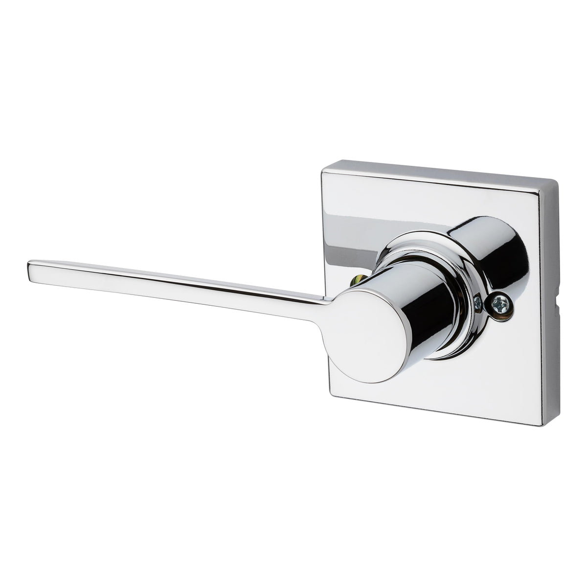 Kwikset 488LRLSQTLH-26 Left Hand Ladera Lever with Square Rose Half Dummy Bright Chrome Finish.