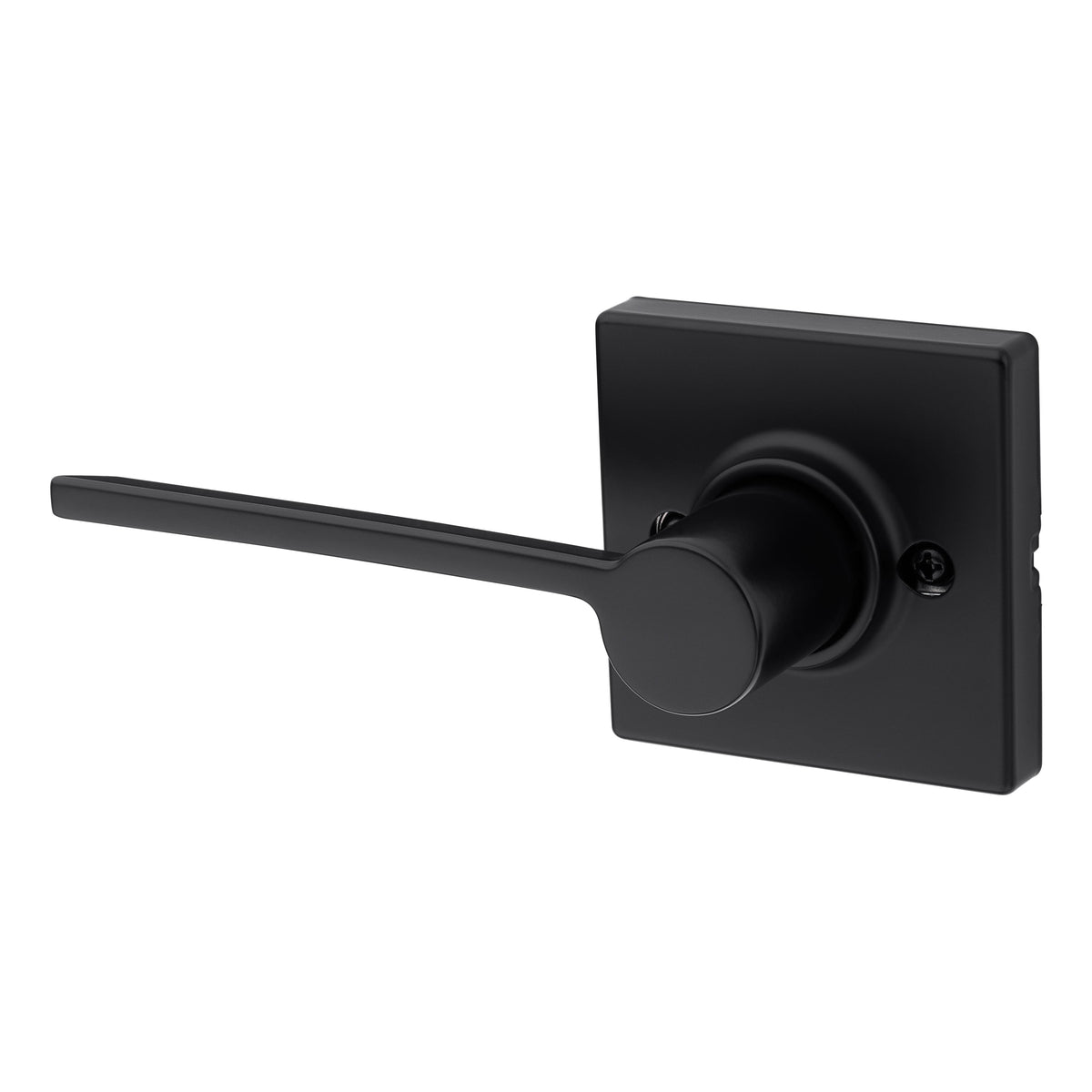 Kwikset 488LRLSQTLH-514 Left Hand Ladera Lever with Square Rose Half Dummy Matte Black Finish.