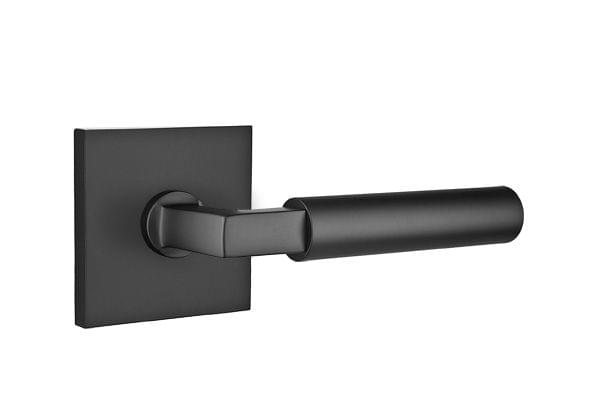 Emtek 5050HECUS19 Hercules Lever Dummy Pair with Square Rose for 1-1/4" to 2" Door Flat Black Finish.