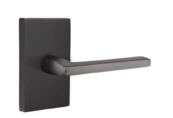 Emtek 5052HLOUS Helios Dummy Door Lever Pair with Modern Rectangular Rose
