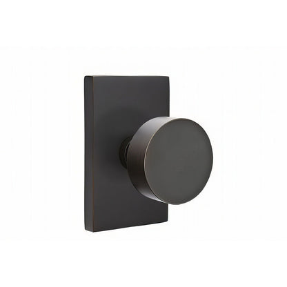 Emtek 5052ROUUS Round Knob Dummy Pair With Modern Rectangular Rose