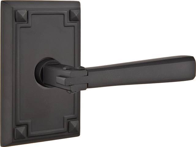 Emtek 5055ACUS Arts and Crafts Dummy Door Lever Pair with Arts and Crafts Rectangular Rose