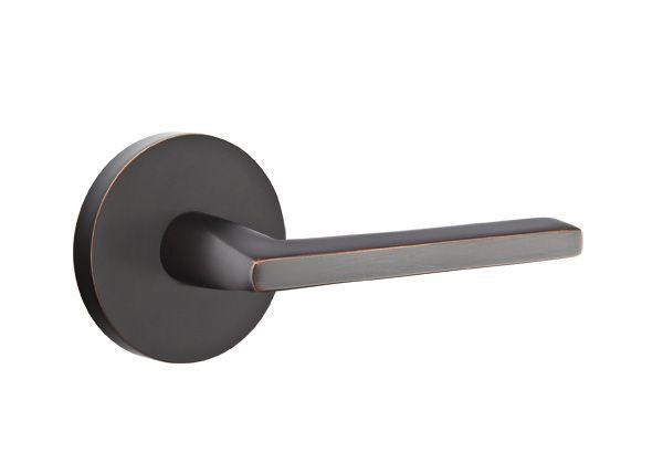 Emtek 5059HLOUS Helios Dummy Door Lever Pair with Disk Rose
