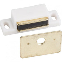 Hardware Resources 15 lb White Single Magnetic Catch with Polished Brass Strike