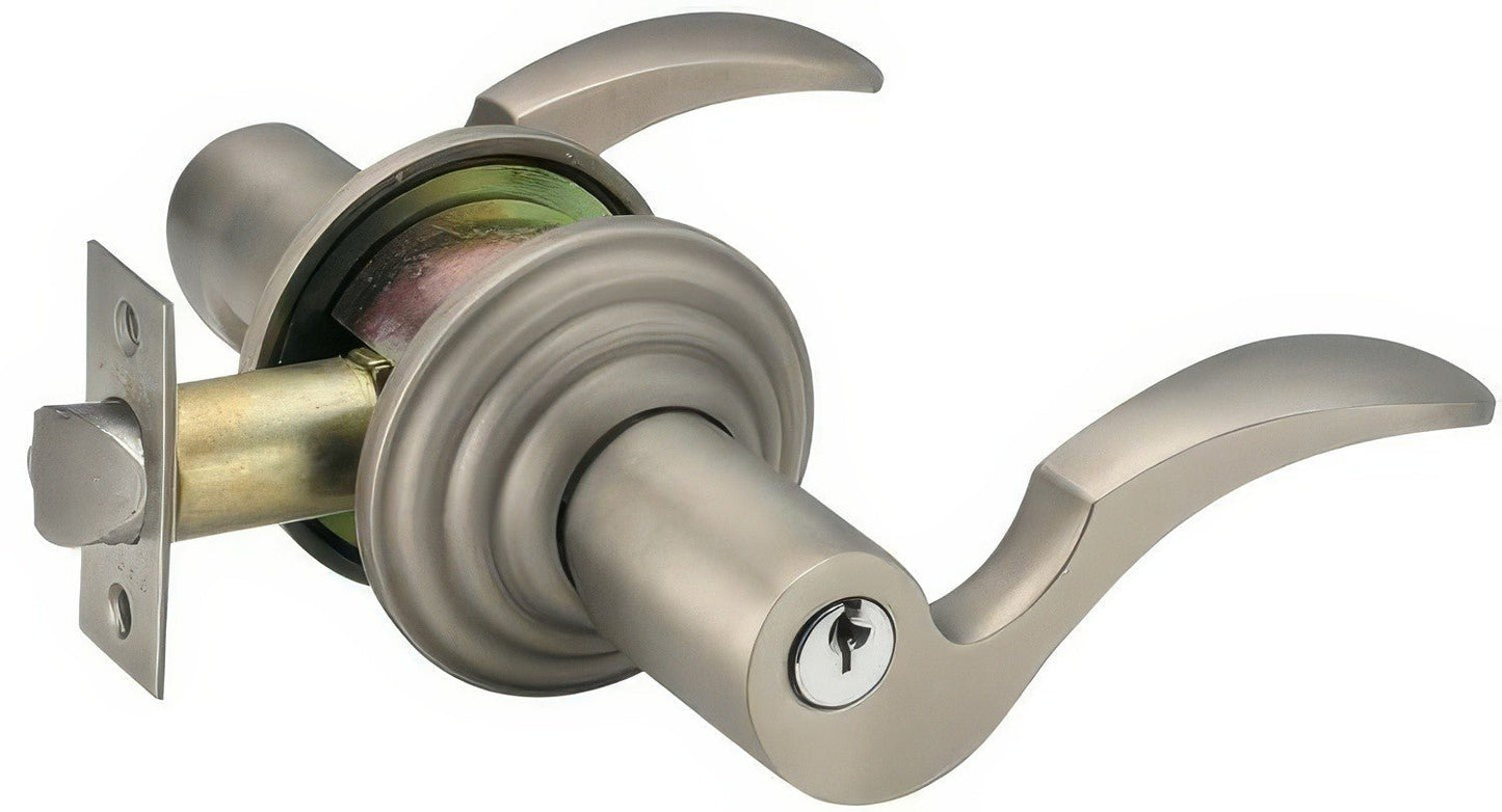 Emtek 5100CUSLH Cortina Lever Left Hand 2-3/8" and 2-3/4" Backset Keyed Entry With Regular Rose