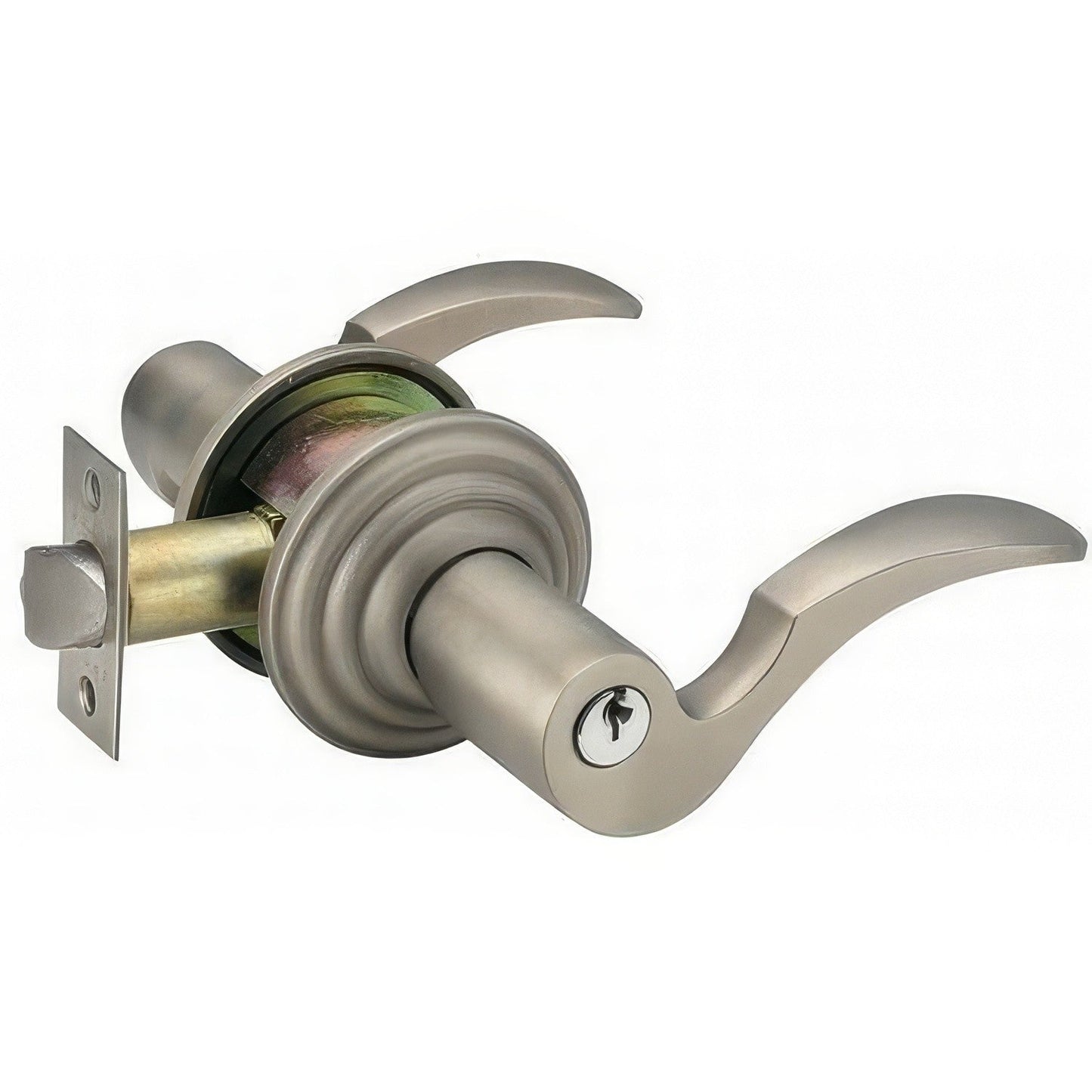 Emtek 5100CUS-RH Cortina Lever Right Hand Keyed Entry With Regular Rose And Adjustable Latch.