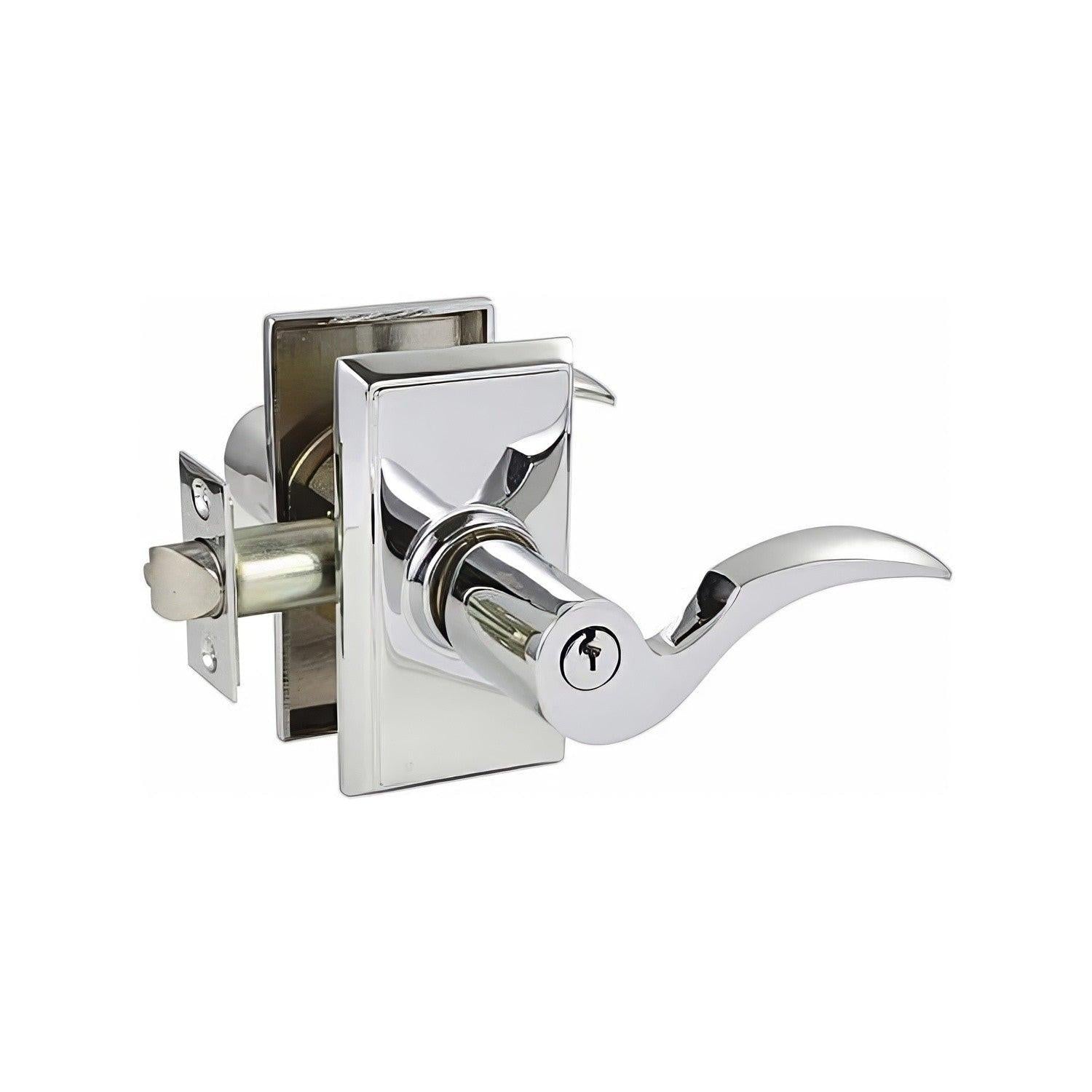Emtek 5100CUSLH Cortina Lever Left Hand 2-3/8" and 2-3/4" Backset Keyed Entry With Regular Rose