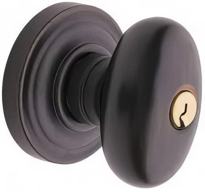 Emtek 5100EUS Egg Knob Keyed Entry With Regular Rose And Adjustable Latch
