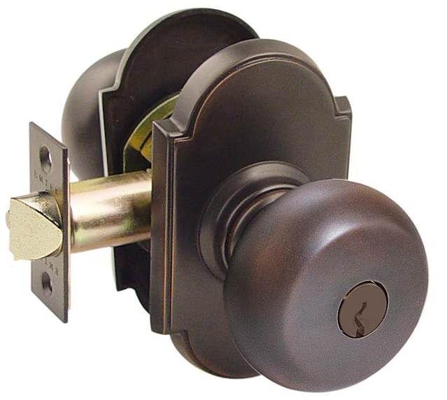 Emtek 5108PUS10B Providence Knob 2-3/8" and 2-3/4" Backset Keyed Entry with # 8 Rose for 1-3/8" to 2-1/16" Door Oil Rubbed Bronze Finish.