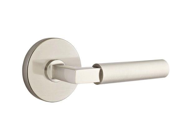 Emtek 5109HECUS15LH Hercules Lever Left Hand 2-3/8" Backset Passage with Disk Rose for 1-1/4" to 2" Door Satin Nickel Finish.
