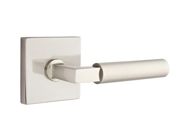 Emtek 5110HECUS15LH Hercules Lever Left Hand 2-3/8" Backset Passage with Square Rose for 1-1/4" to 2" Door Satin Nickel Finish.