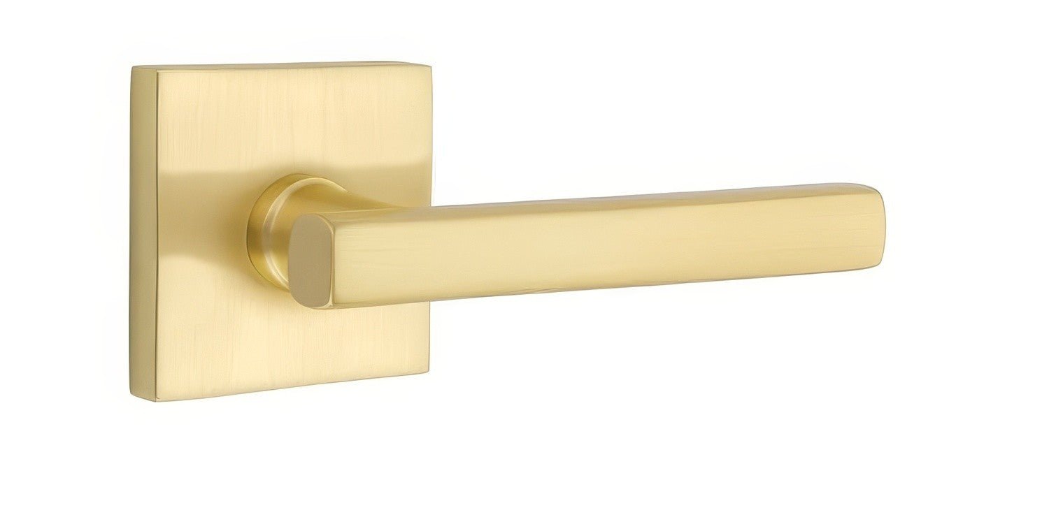 Emtek 5111HLOUSLH Helios Lever Left Hand 2-3/8" Backset Passage with Neos Rose.