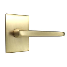 Emtek 5112HLOUS4RH.RLS Helios Lever Right Hand 2-3/8" Backset with Radius Latch Strike Passage with Modern Rectangular Rose for 1-1/4" to 2" Door Satin Brass Finish.