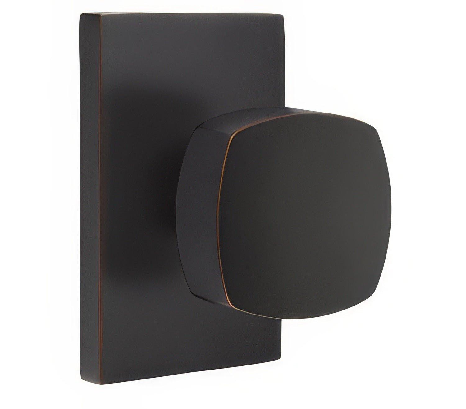 Emtek 5112FRKUS Freestone Knob 2-3/8" Backset Passage with Modern Rectangular Rose.
