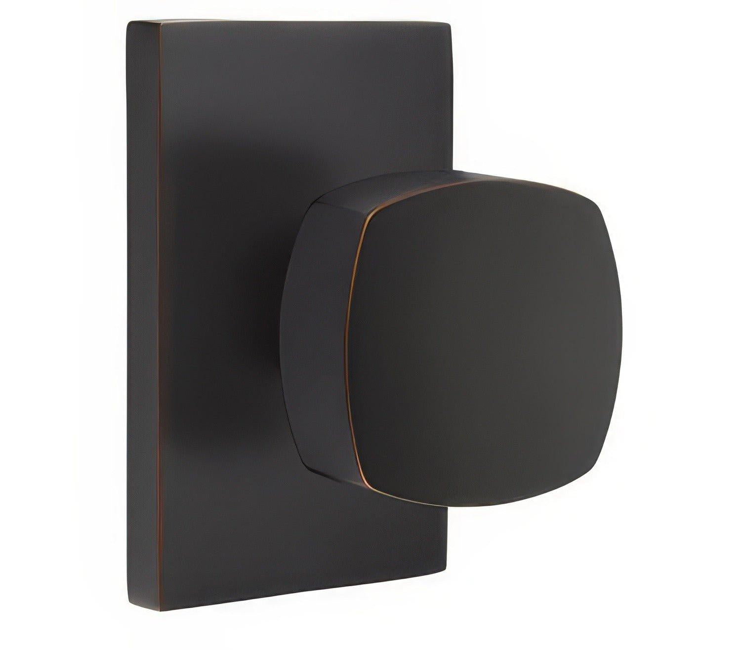 Emtek 5112FRKUS Freestone Knob 2-3/8" Backset Passage with Modern Rectangular Rose