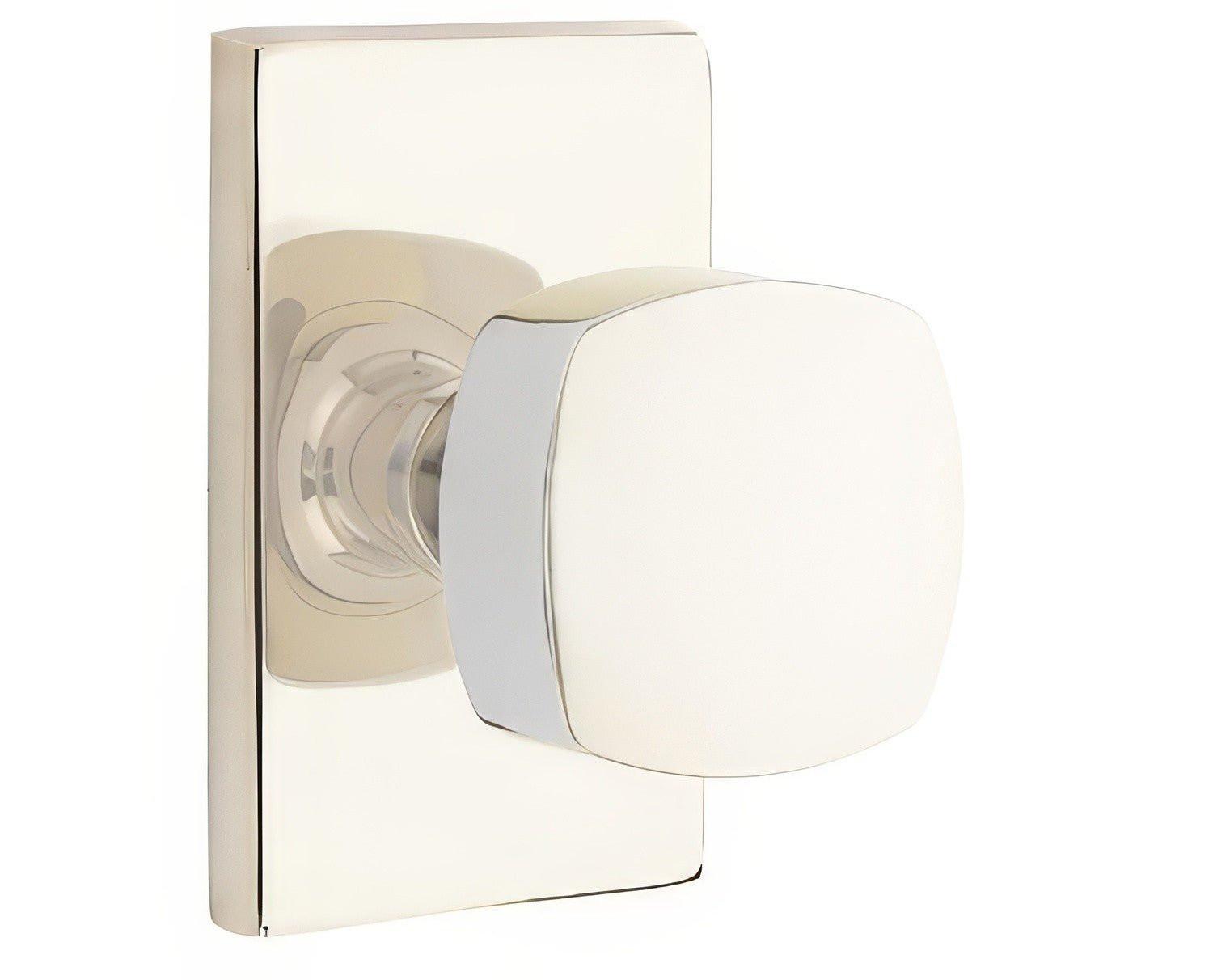 Emtek 5112FRKUS Freestone Knob 2-3/8" Backset Passage with Modern Rectangular Rose.
