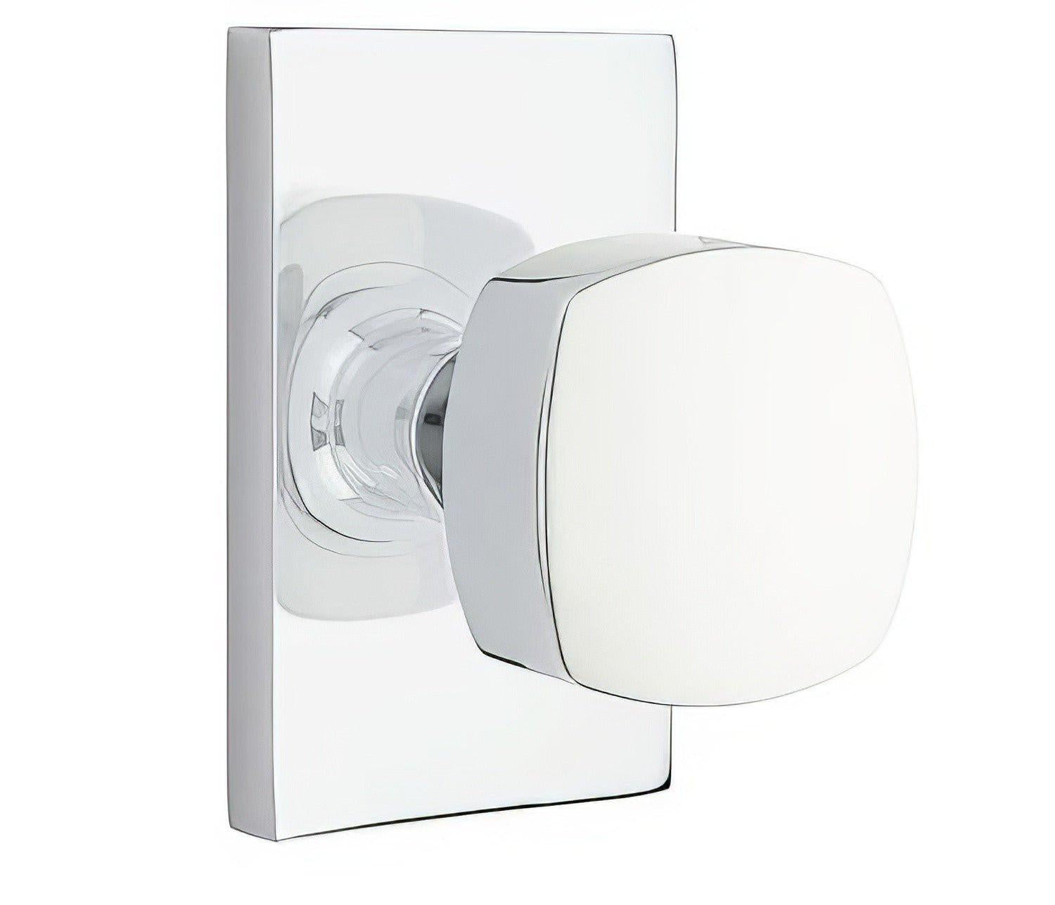 Emtek 5112FRKUS Freestone Knob 2-3/8" Backset Passage with Modern Rectangular Rose.