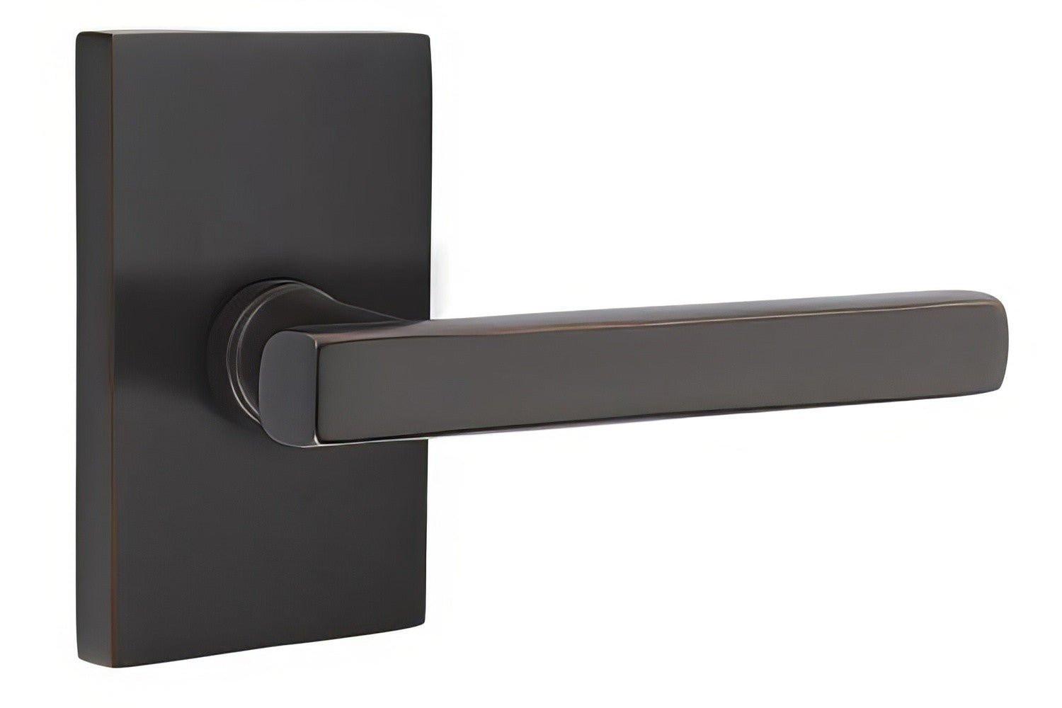 Emtek 5112FRLUSLH Freestone Lever Left Hand 2-3/8" Backset Passage with Modern Rectangular Rose