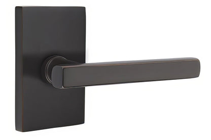 Emtek 5112FRLUSLH Freestone Lever Left Hand 2-3/8" Backset Passage with Modern Rectangular Rose.