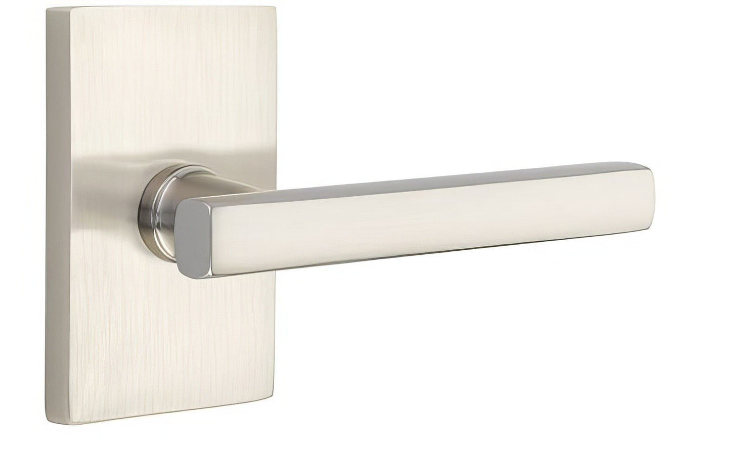 Emtek 5112FRLUSLH Freestone Lever Left Hand 2-3/8" Backset Passage with Modern Rectangular Rose.