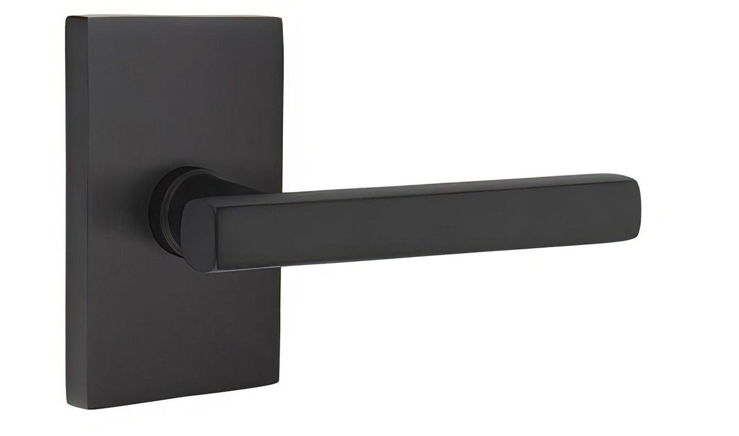 Emtek 5112FRLUSLH Freestone Lever Left Hand 2-3/8" Backset Passage with Modern Rectangular Rose