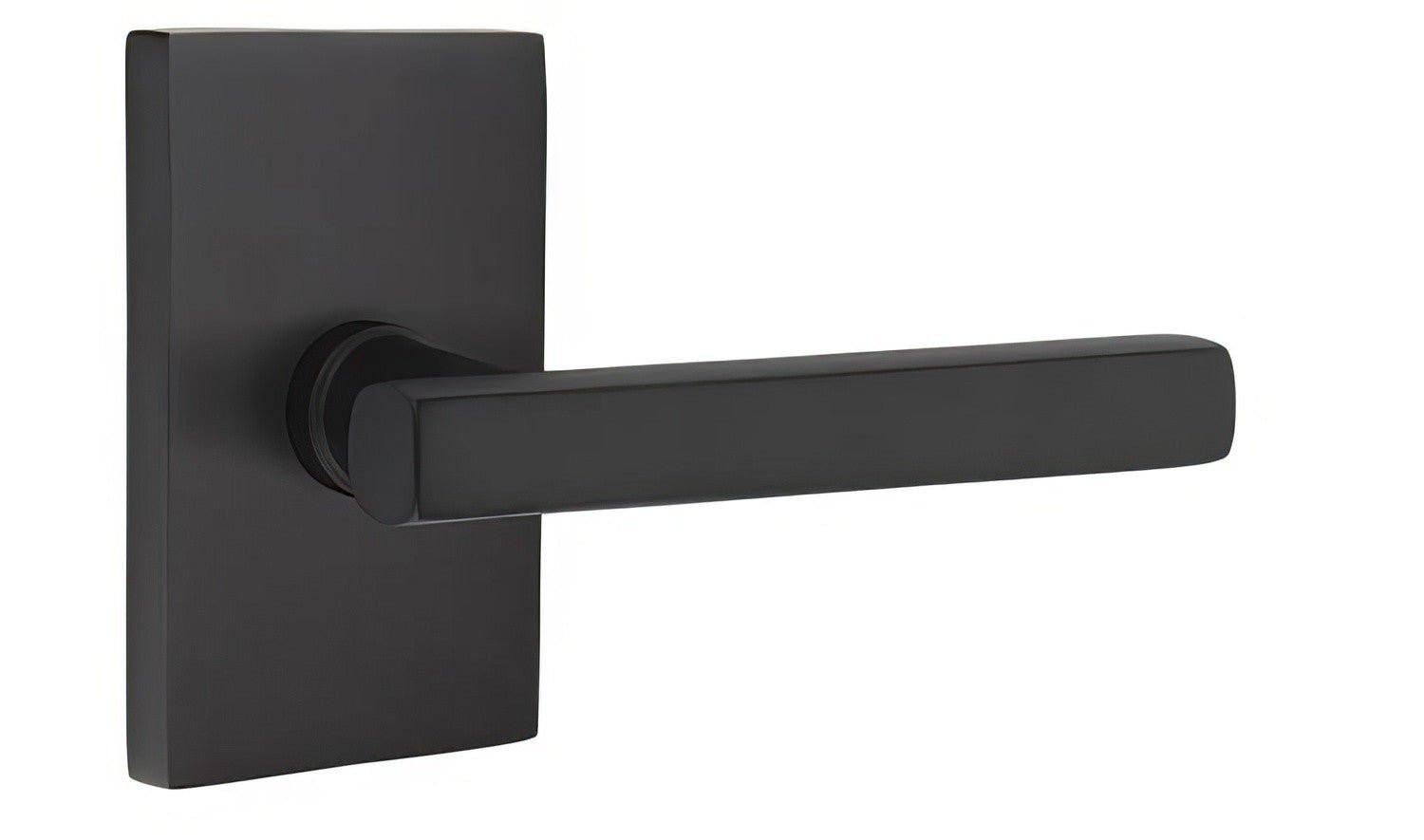 Emtek 5112FRLUSLH Freestone Lever Left Hand 2-3/8" Backset Passage with Modern Rectangular Rose