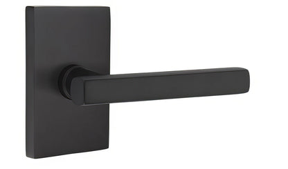 Emtek 5112FRLUSLH Freestone Lever Left Hand 2-3/8" Backset Passage with Modern Rectangular Rose.