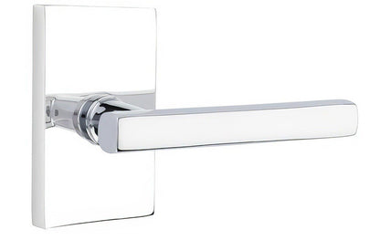 Emtek 5112FRLUSLH Freestone Lever Left Hand 2-3/8" Backset Passage with Modern Rectangular Rose