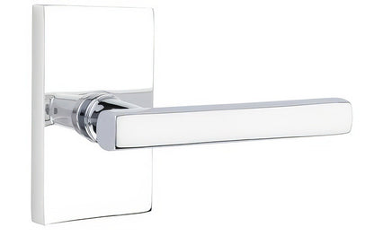 Emtek 5112FRLUSLH Freestone Lever Left Hand 2-3/8" Backset Passage with Modern Rectangular Rose.