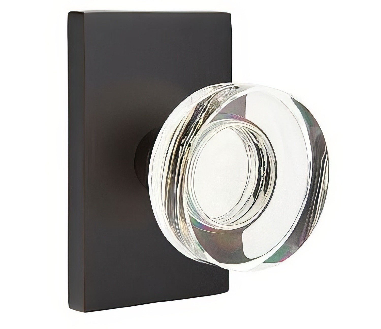 Emtek 5112MDCUS Modern Disc Crystal Knob 2-3/8" Backset Passage with Modern Rectangular Rose.