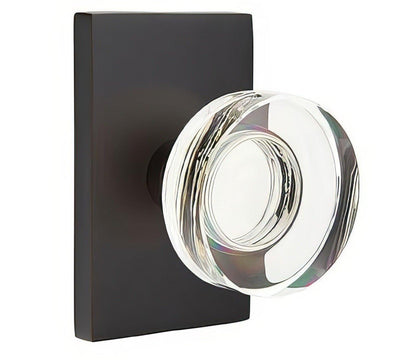 Emtek 5112MDCUS Modern Disc Crystal Knob 2-3/8" Backset Passage with Modern Rectangular Rose