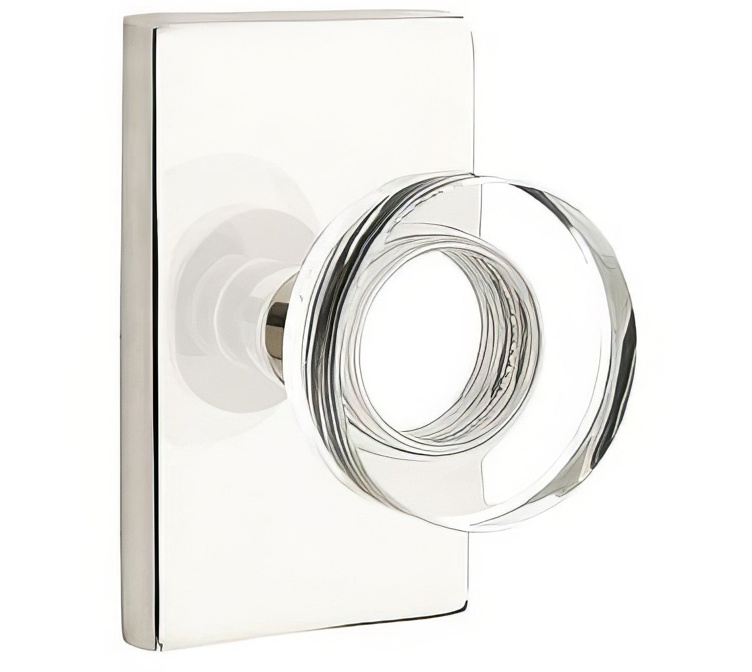 Emtek 5112MDCUS Modern Disc Crystal Knob 2-3/8" Backset Passage with Modern Rectangular Rose.